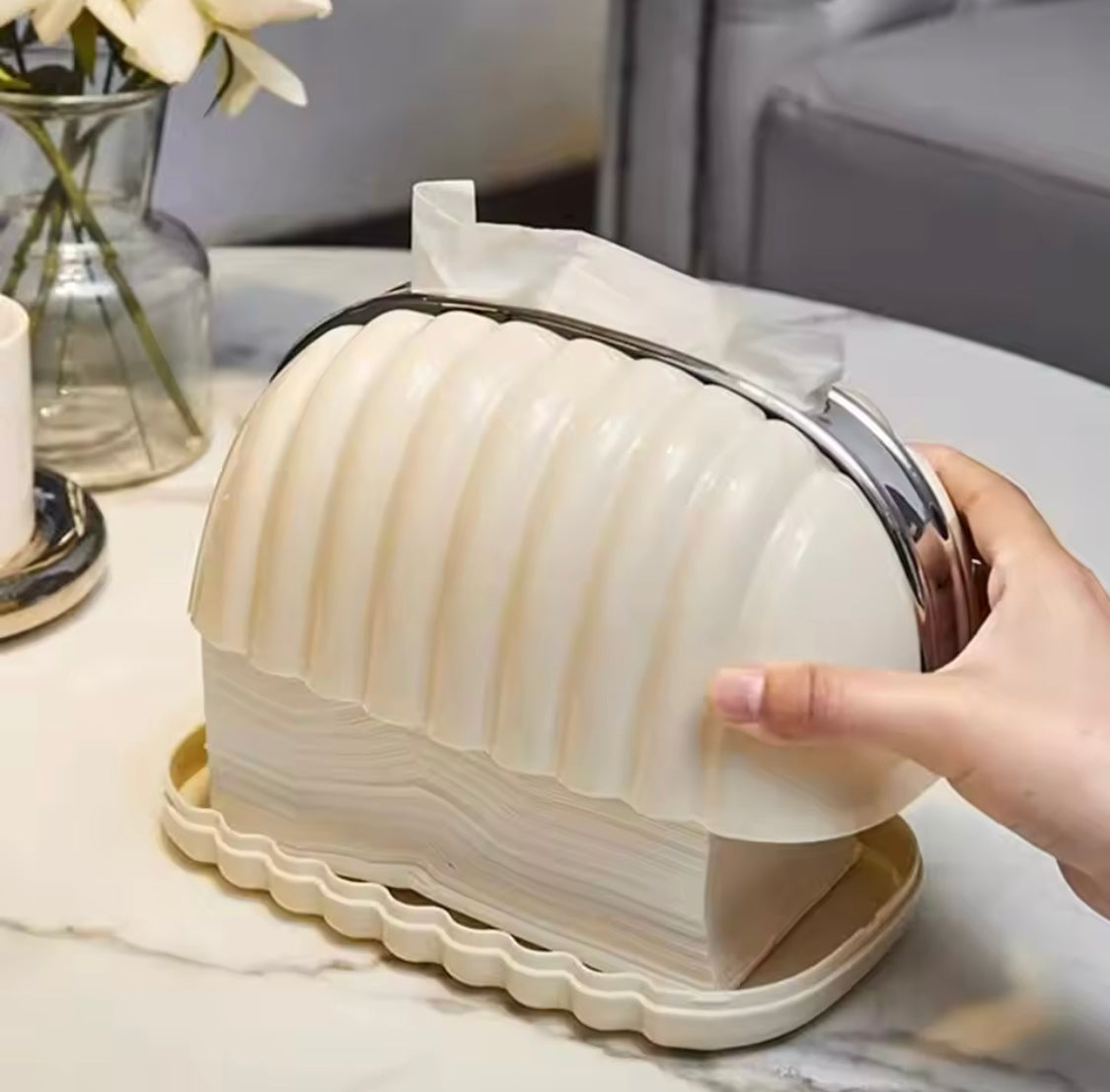 Creative Shell Tissue Box, Luxury Bread Style Tissue Box, Tea Table Decoration Napkin Paper Box Creative Shell Tissue Box, Luxury Bread Style Tissue Box, Tea Table Decoration Napkin Paper Box